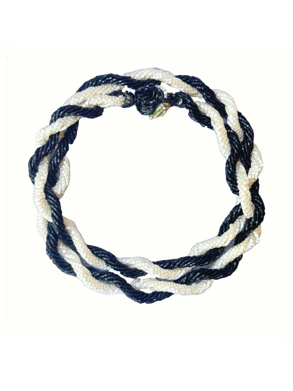 Vintage Black and White Beaded Necklace